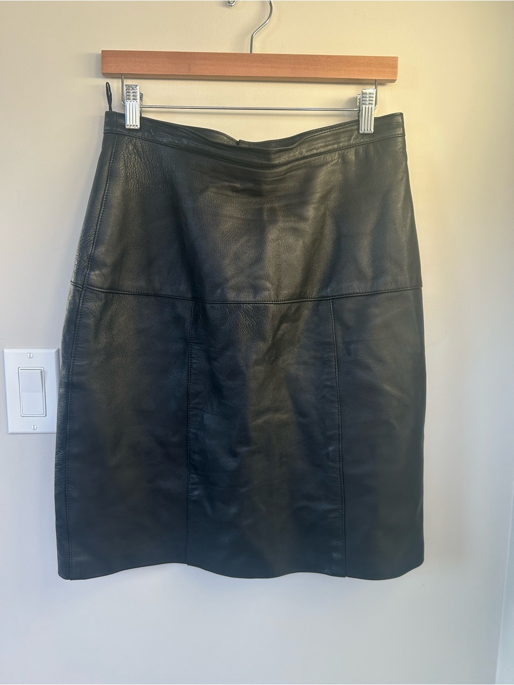 Vintage Paris sport club Black Leather Pencil Skirt - Womens